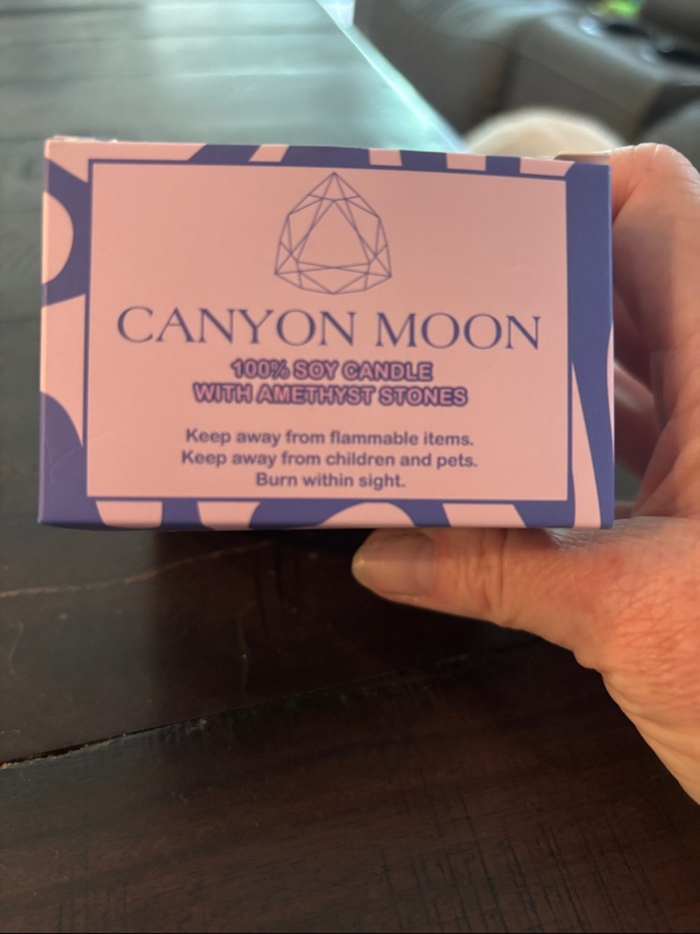 Brand new 100% Soy Candle with Amethyst Stones - Lavender Pink